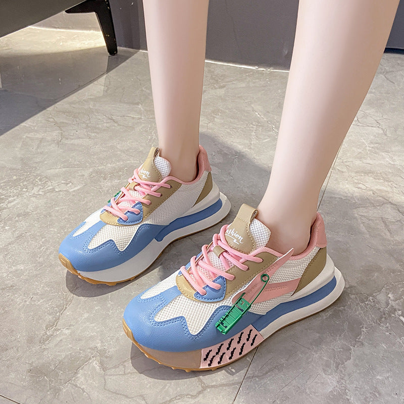 Sneaker Donna in Vera Pelle Traspirante – Suola Alta Comfort, Stile Casual Estivo