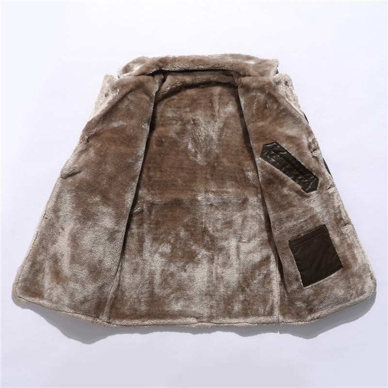 Giacca in Pelle Uomo Media Lunghezza – Cappotto Business Foderato in Pelliccia