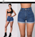 Shorts di Jeans Donna Vita Alta Effetto Consumato - Estate