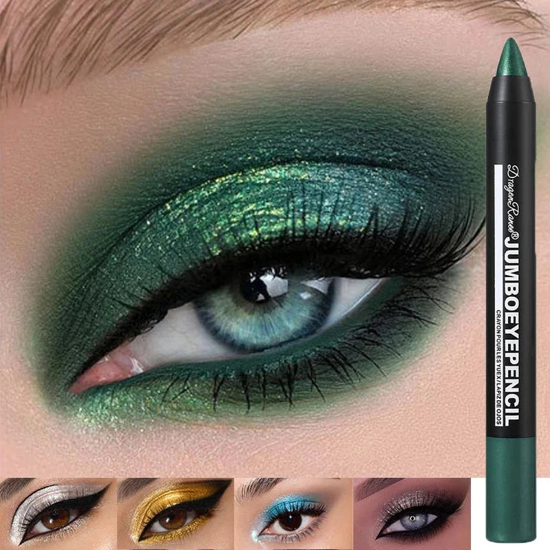 Smoky Dark Green Eyeshadow Pencil Stick Waterproof Pearlescent 12 Colors Metallic Glitter Eye Shadow Highlighter Pen Makeup Tool-0