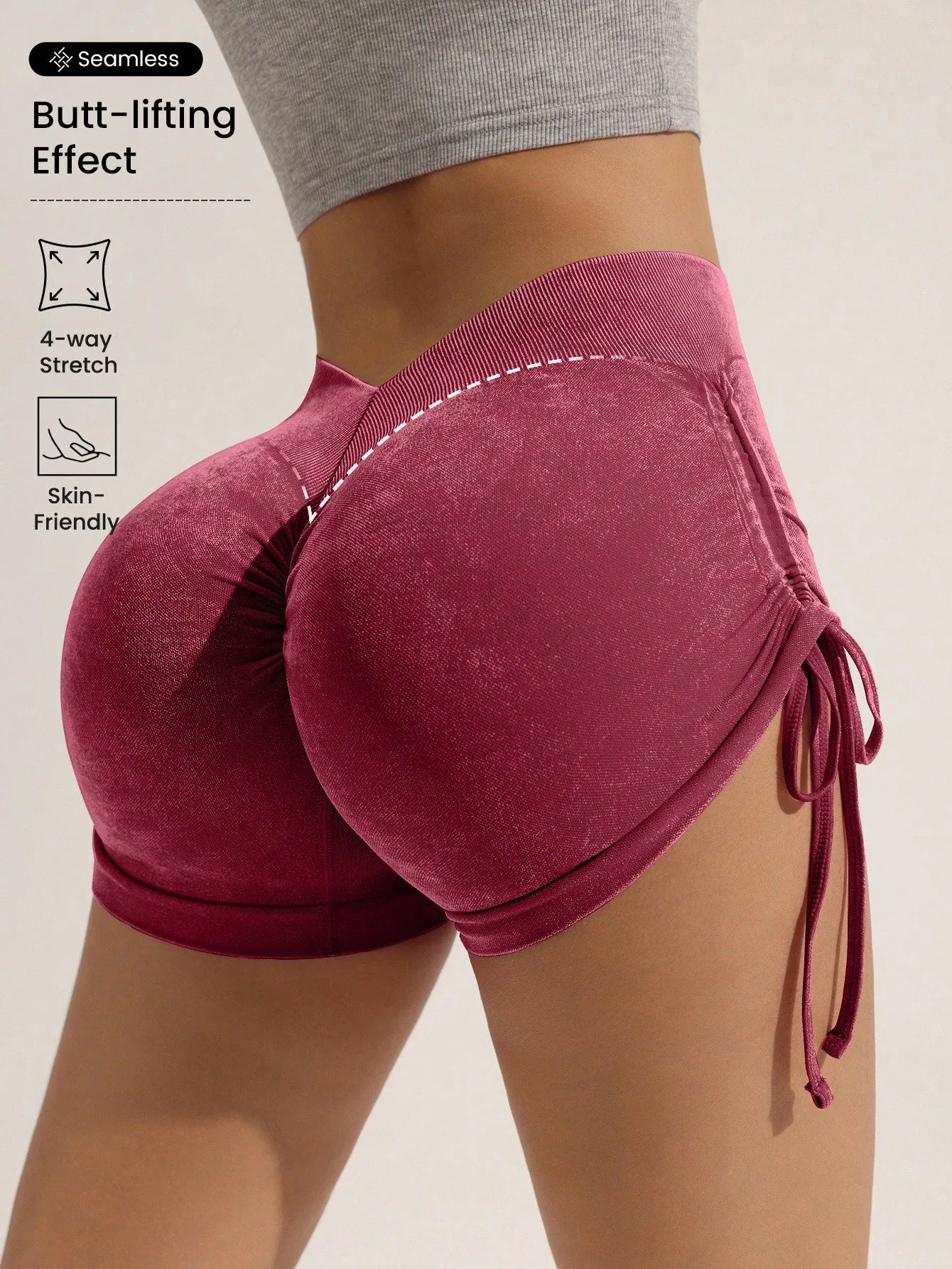 Pantaloncini Sportivi Vita Alta Finitura Opaca - Effetto Push-Up, Yoga & Fitness