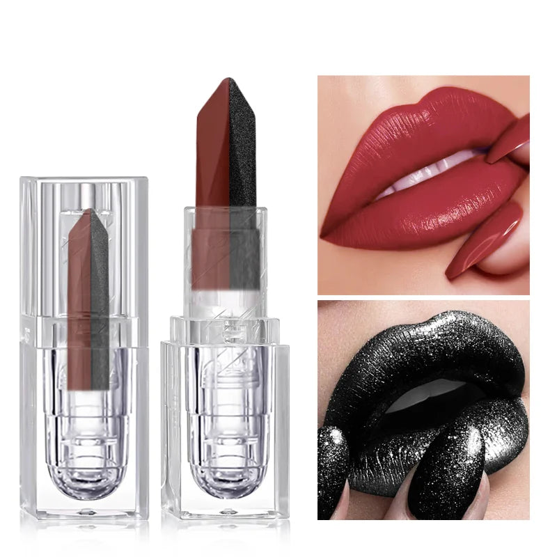 Rossetto Glitterato Bicolore Nero e Rosso – Effetto Ombré Gotico