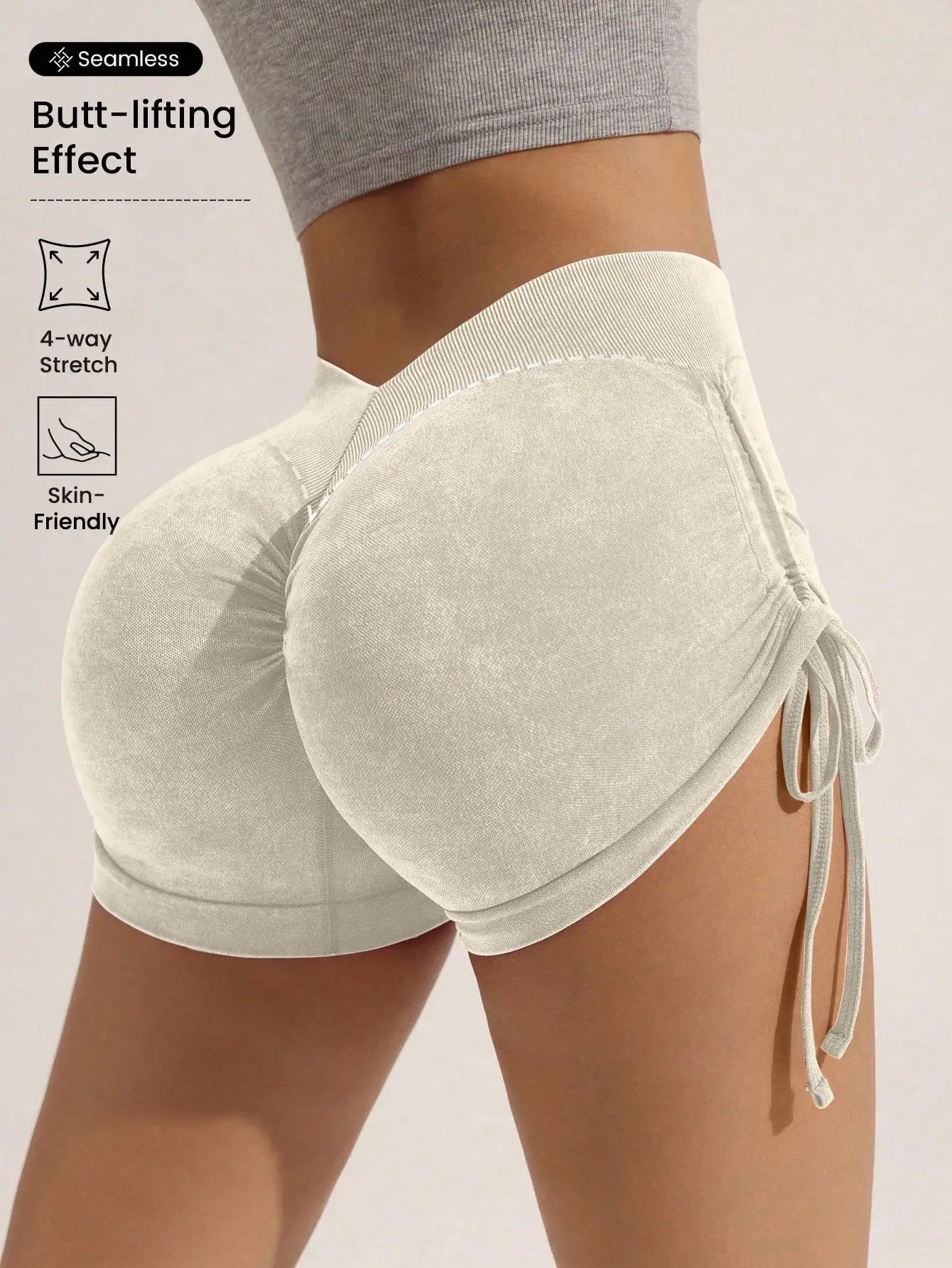 Pantaloncini Sportivi Vita Alta Finitura Opaca - Effetto Push-Up, Yoga & Fitness