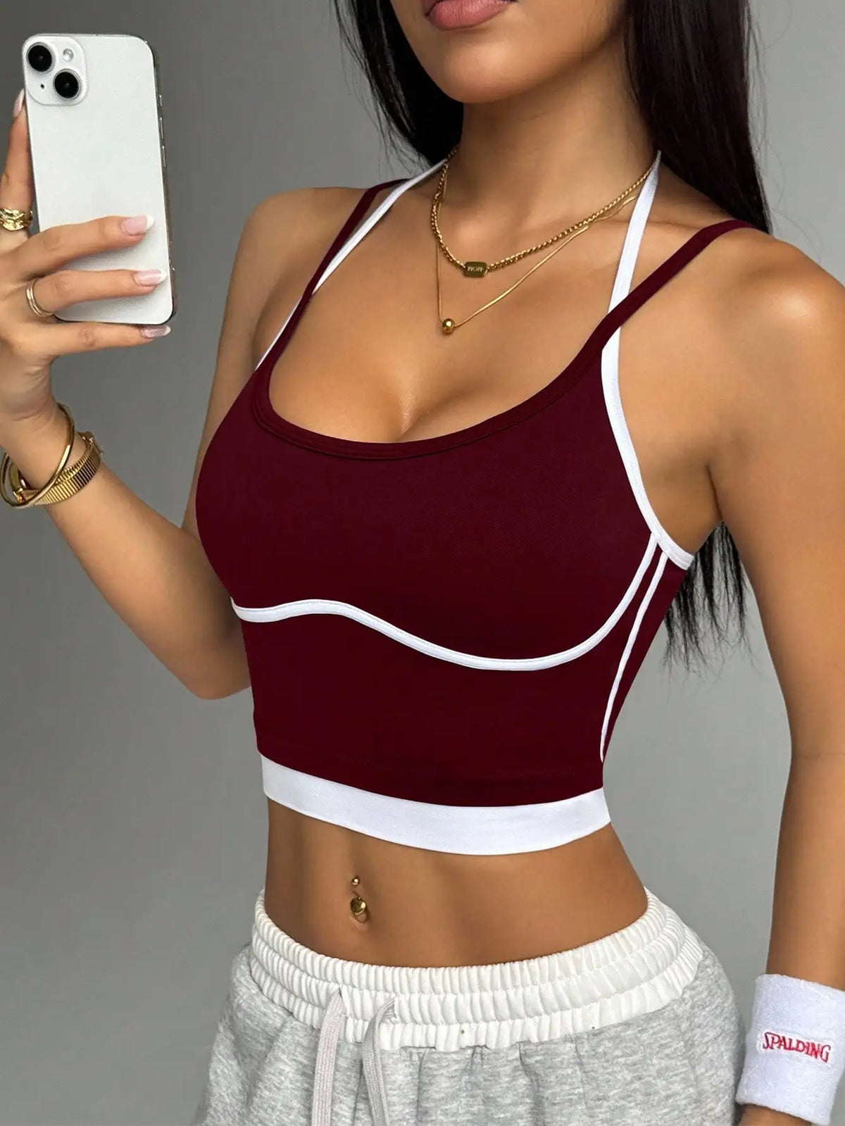 Canotta Sportiva Donna Color Block – Schiena Scoperta, Senza Ferretto