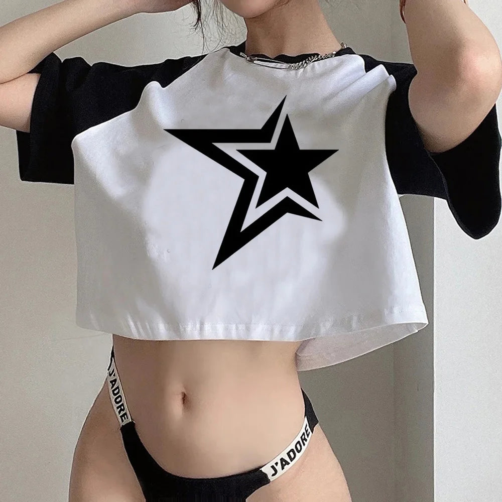 Crop Top Y2K Star Girl Fata Grunge Goth - Stile Anni '90 Kawaii Gotico Fairycore