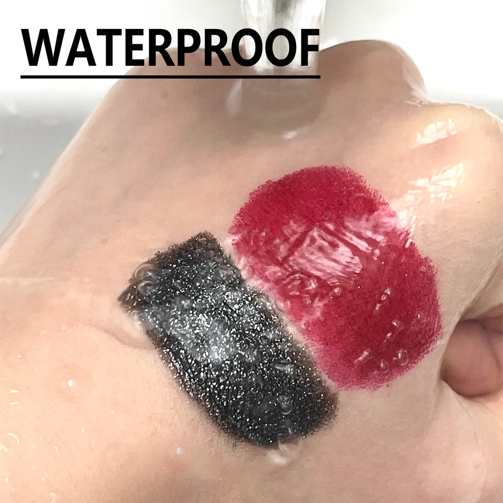 Rossetto Glitterato Bicolore Nero e Rosso – Effetto Ombré Gotico