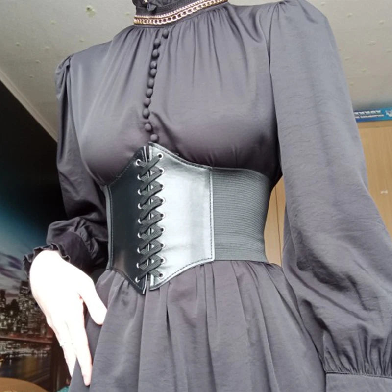 Cintura Corsetto Larga da Donna in Similpelle - Effetto Vita Sottile