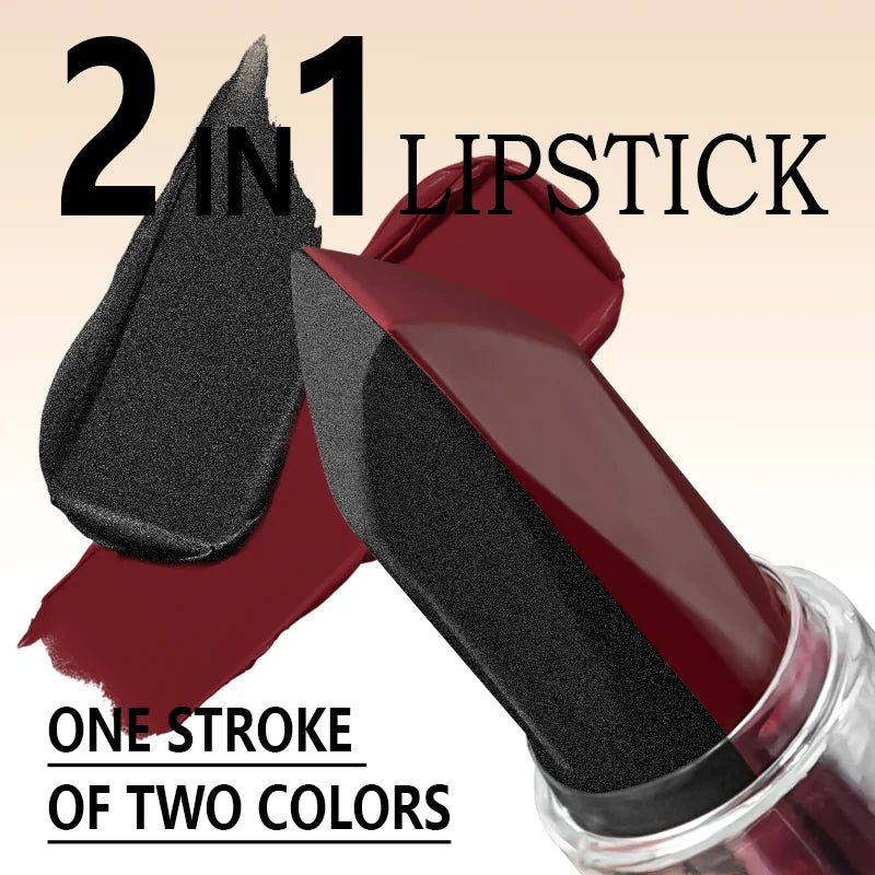 Rossetto Glitterato Bicolore Nero e Rosso – Effetto Ombré Gotico