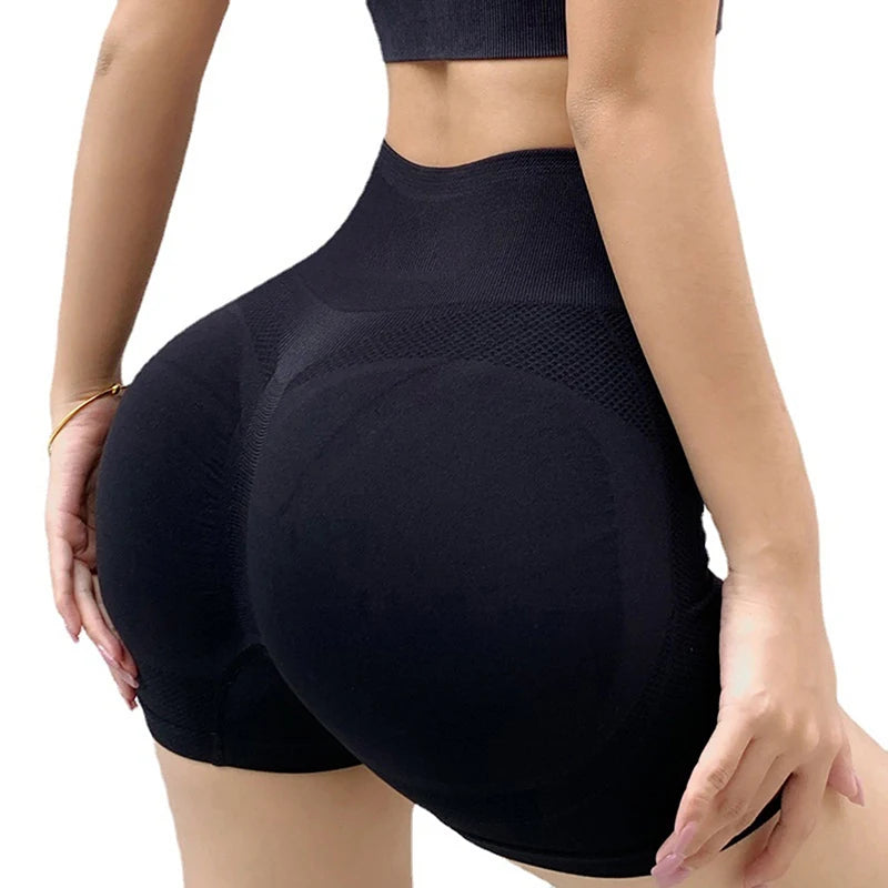 Pantaloncini Sportivi Donna Vita Alta Push-Up - Ciclismo, Running, Fitness, Yoga