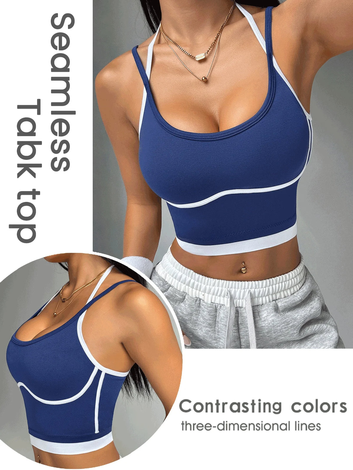 Canotta Sportiva Donna Color Block – Schiena Scoperta, Senza Ferretto