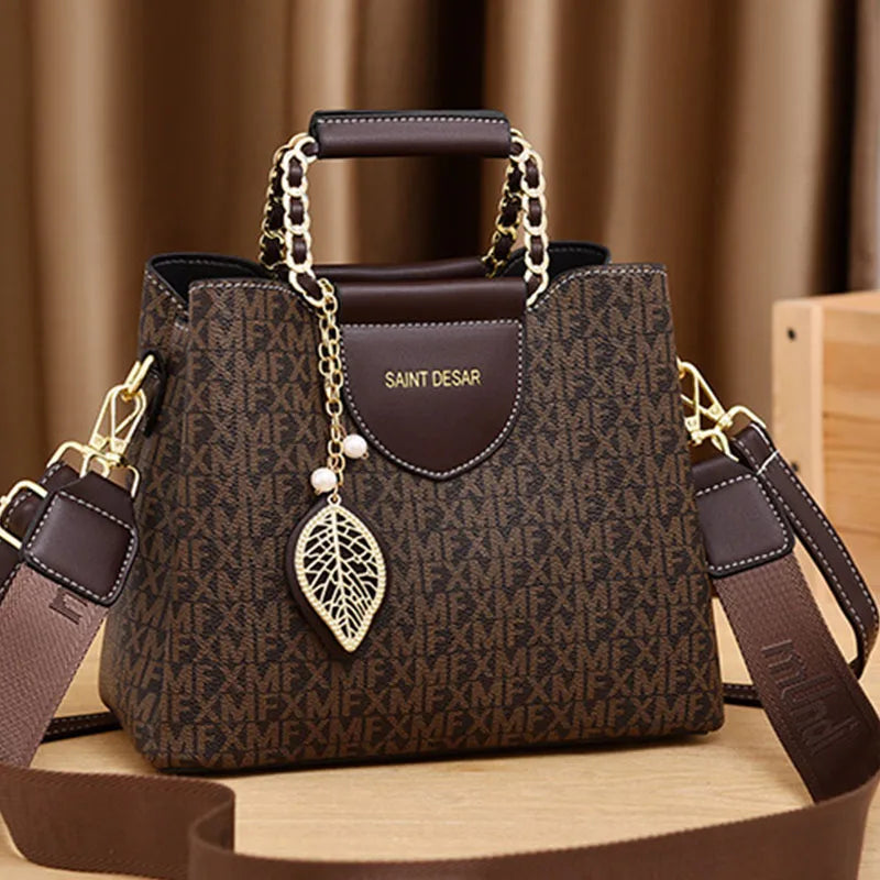 Borsa a Mano Donna con Catena Dorata – Stampa Monogramma