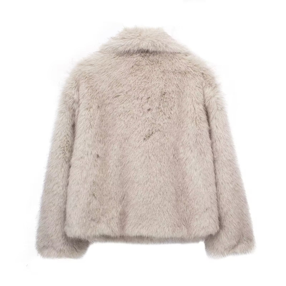 Winter Plush Coat Fashion Warm Thicken Fluffy Lapel Jacket Outwear Casual Long Sleeve Tops Womens Clothing-3