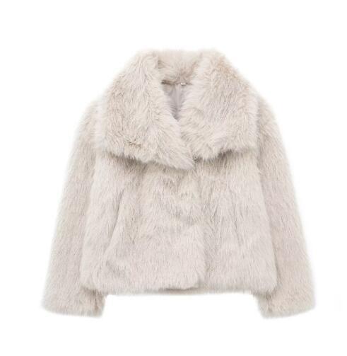 Winter Plush Coat Fashion Warm Thicken Fluffy Lapel Jacket Outwear Casual Long Sleeve Tops Womens Clothing-4